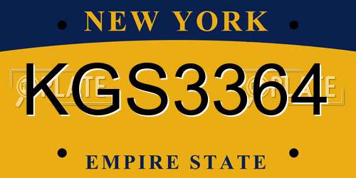 KGS3364 New York License Plate