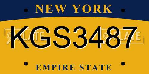KGS3487 New York License Plate