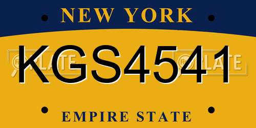 KGS4541 New York License Plate