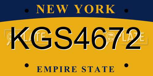 KGS4672 New York License Plate