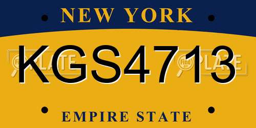 KGS4713 New York License Plate