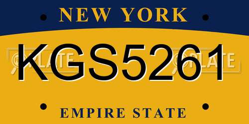 KGS5261 New York License Plate