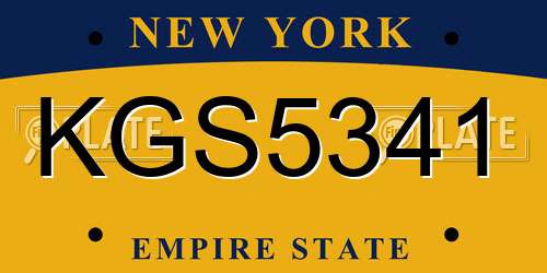 KGS5341 New York License Plate