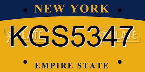 KGS5347 New York License Plate
