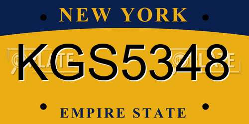 KGS5348 New York License Plate