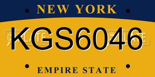 KGS6046 New York License Plate