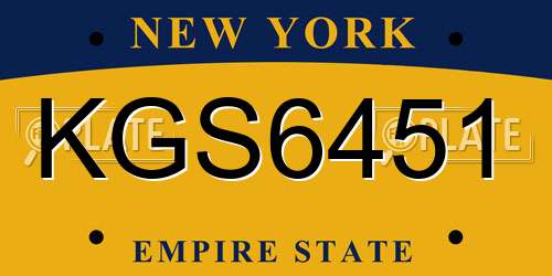 KGS6451 New York License Plate