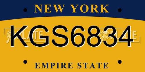 KGS6834 New York License Plate