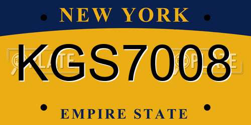 KGS7008 New York License Plate