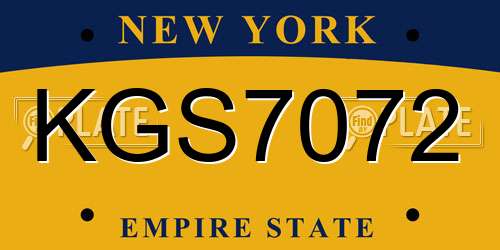 KGS7072 New York License Plate