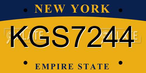 KGS7244 New York License Plate