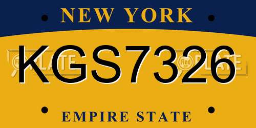 KGS7326 New York License Plate