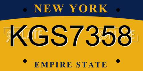 KGS7358 New York License Plate