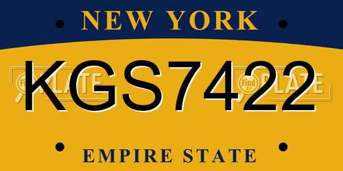 KGS7422 New York License Plate