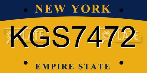 KGS7472 New York License Plate