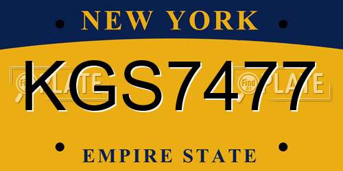 KGS7477 New York License Plate