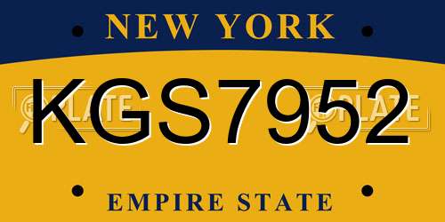 KGS7952 New York License Plate
