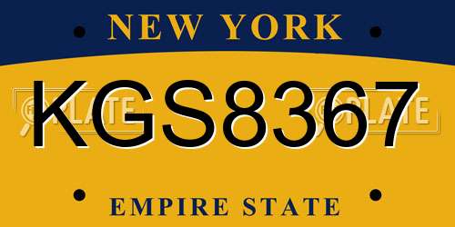 KGS8367 New York License Plate
