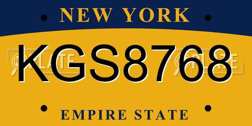 KGS8768 New York License Plate
