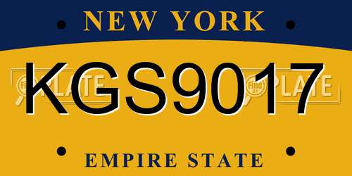 KGS9017 New York License Plate