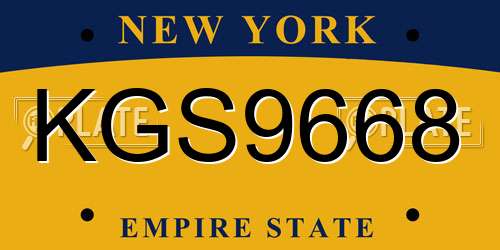 KGS9668 New York License Plate