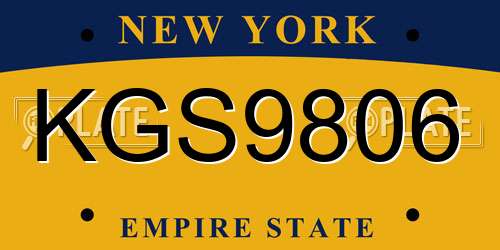 KGS9806 New York License Plate