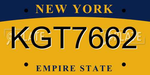 KGT7662 New York License Plate