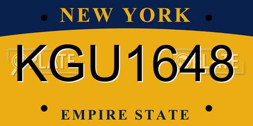 KGU1648 New York License Plate