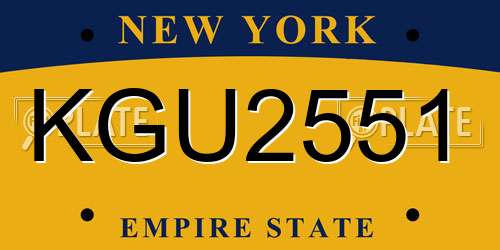 KGU2551 New York License Plate
