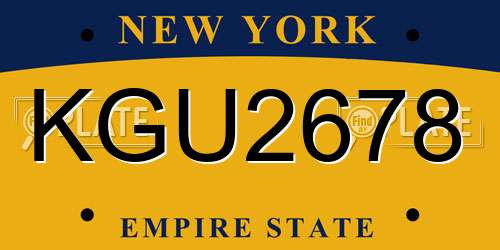 KGU2678 New York License Plate