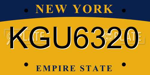 KGU6320 New York License Plate