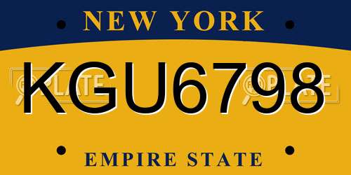 KGU6798 New York License Plate