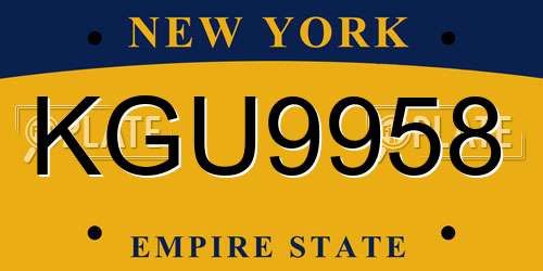 KGU9958 New York License Plate