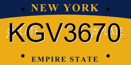 KGV3670 New York License Plate