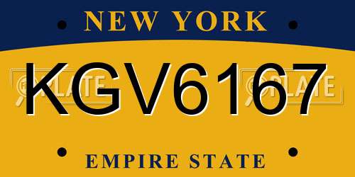 KGV6167 New York License Plate