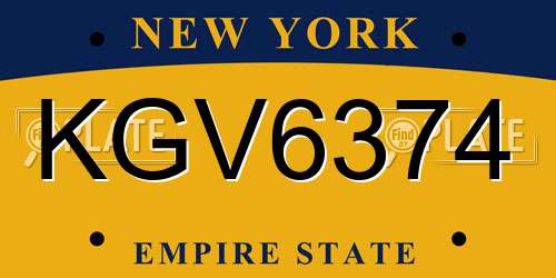 KGV6374 New York License Plate