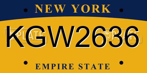 KGW2636 New York License Plate