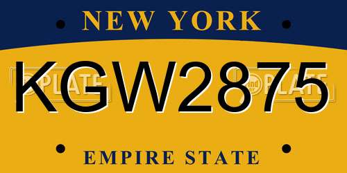 KGW2875 New York License Plate