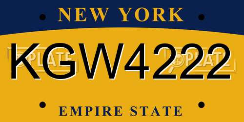 KGW4222 New York License Plate