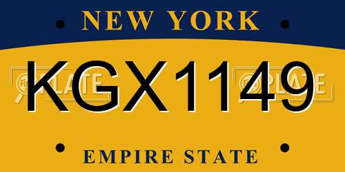KGX1149 New York License Plate