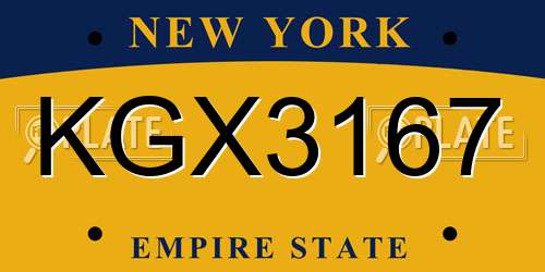 KGX3167 New York License Plate