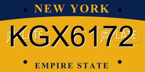KGX6172 New York License Plate