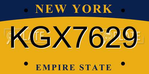 KGX7629 New York License Plate
