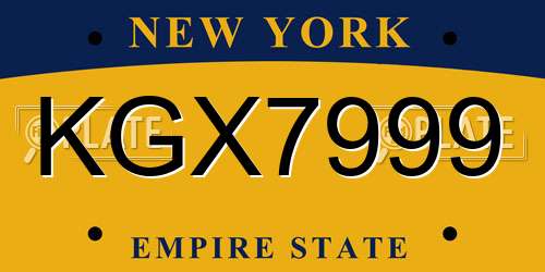 KGX7999 New York License Plate