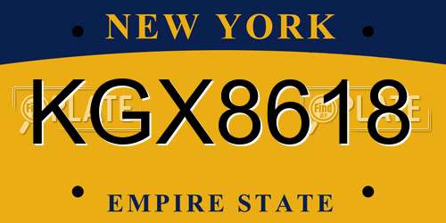 KGX8618 New York License Plate