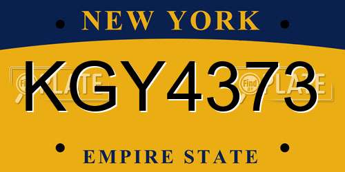 KGY4373 New York License Plate