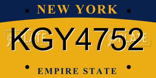 KGY4752 New York License Plate