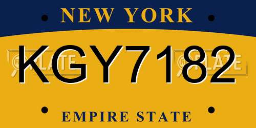 KGY7182 New York License Plate