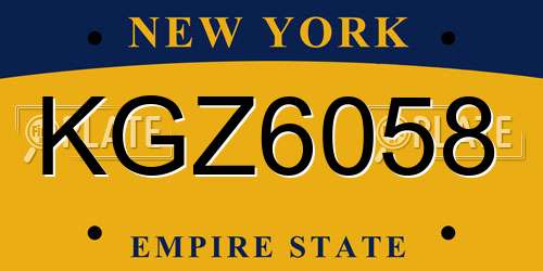 KGZ6058 New York License Plate