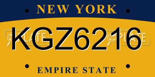 KGZ6216 New York License Plate